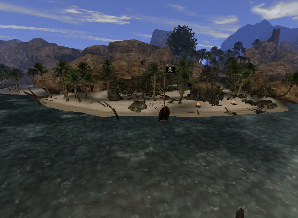 Лагерь пиратов вид с моря - игра Готика 2