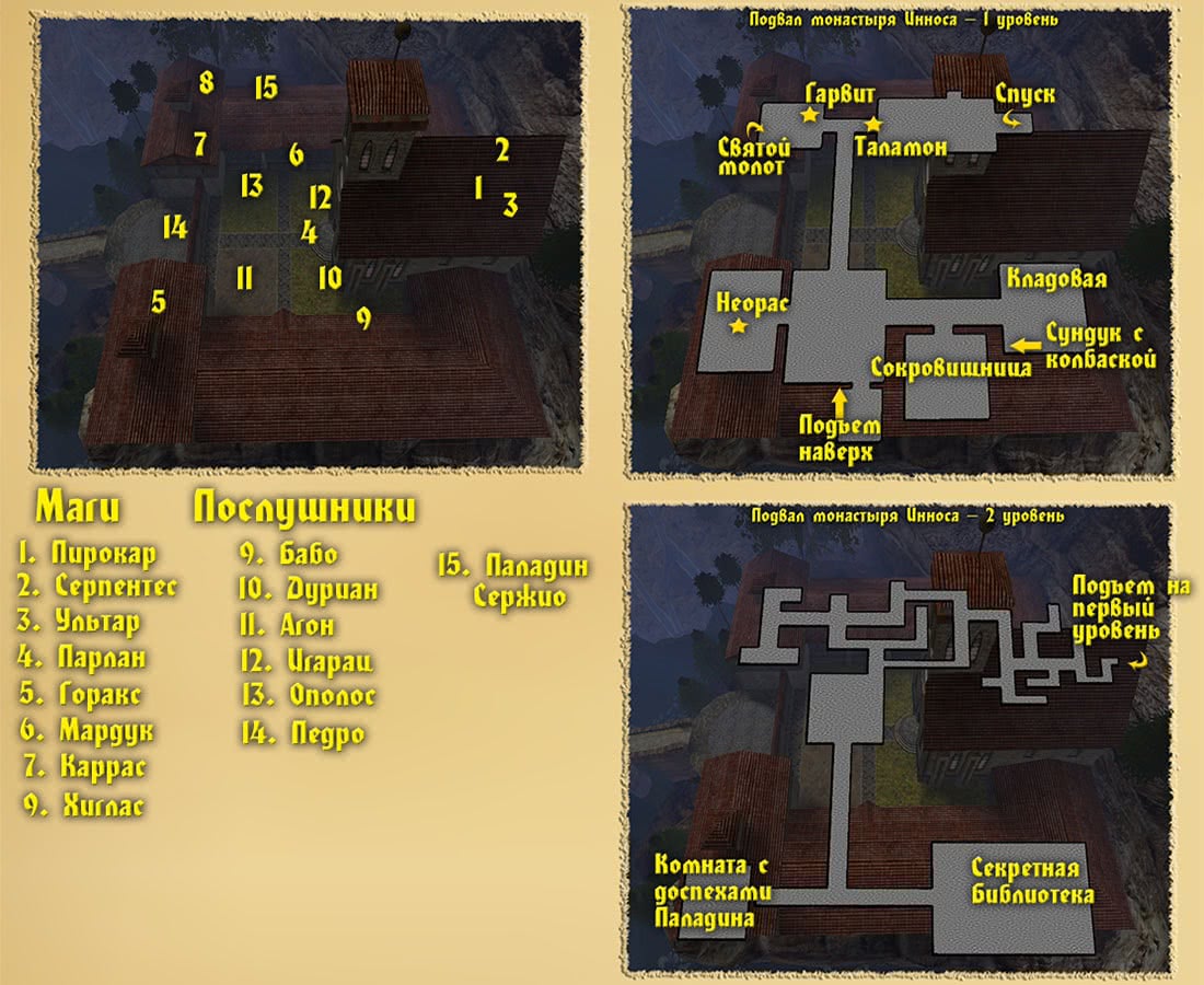 Карта монастыря магов Огня – Готика 2