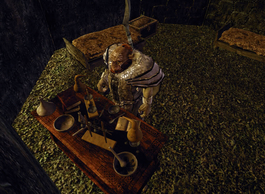 Алхимик орк готовит зелья - игра Готика 3